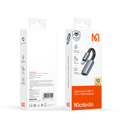 USB-C til Lightning McDodo lydadapter CA-4870, Grå