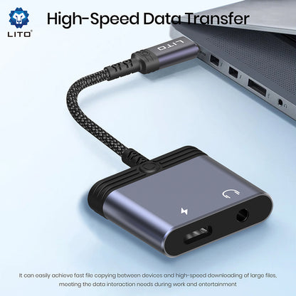 USB-C-lydadapter - USB-C / 3,5 mm Lito LA04T, Svart