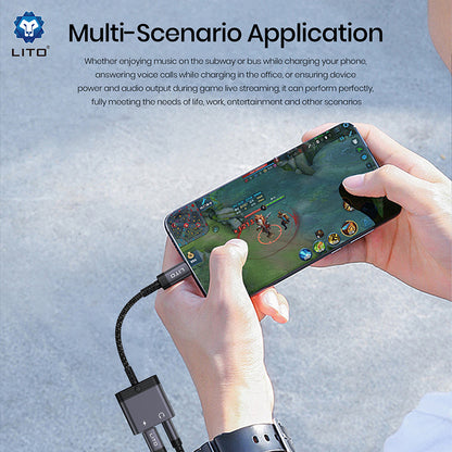 USB-C-lydadapter - USB-C / 3,5 mm Lito LA04T, Svart