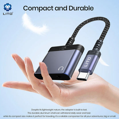USB-C-lydadapter - USB-C / 3,5 mm Lito LA04T, Svart