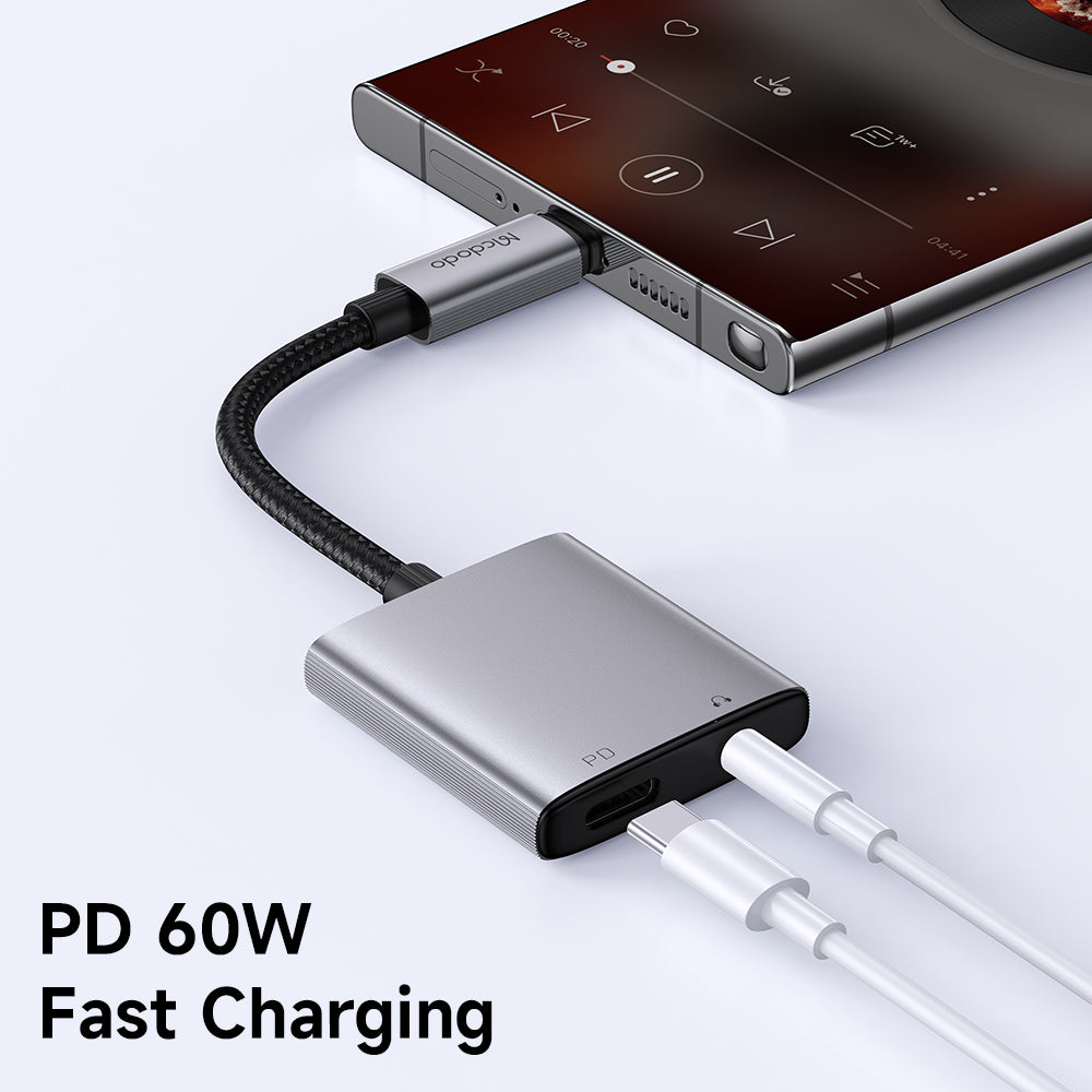 Audioadapter USB-C - USB-C / 3.5mm McDodo CA-5050 Wales, Grå