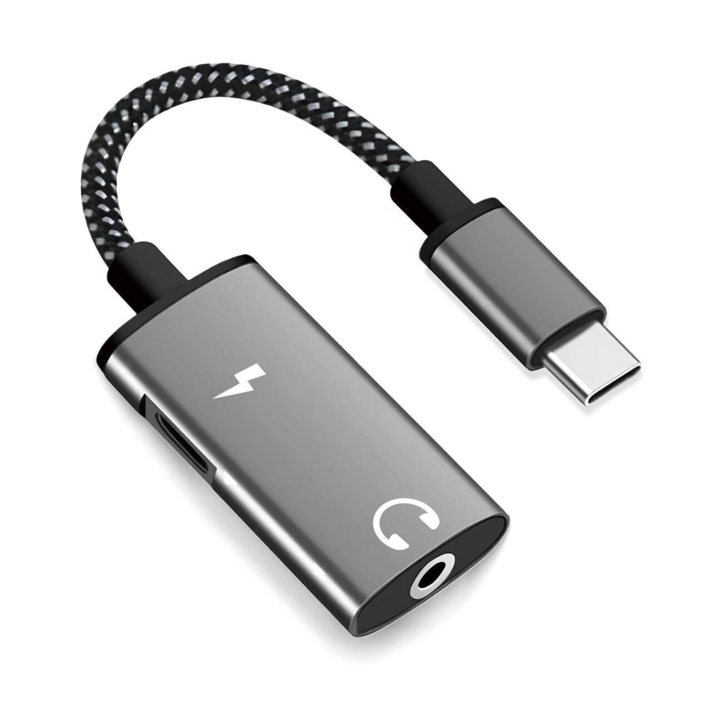 USB-C lydadapter - USB-C / 3.5mm Techsuit AC22 AcustiCore, Grå