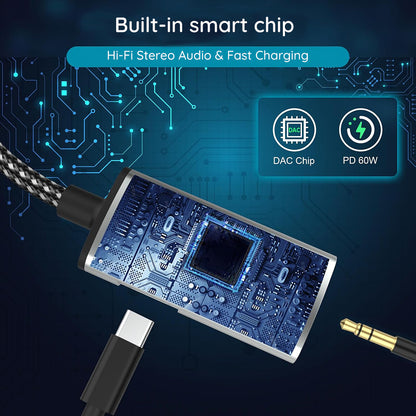 USB-C lydadapter - USB-C / 3.5mm Techsuit AC22 AcustiCore, Grå