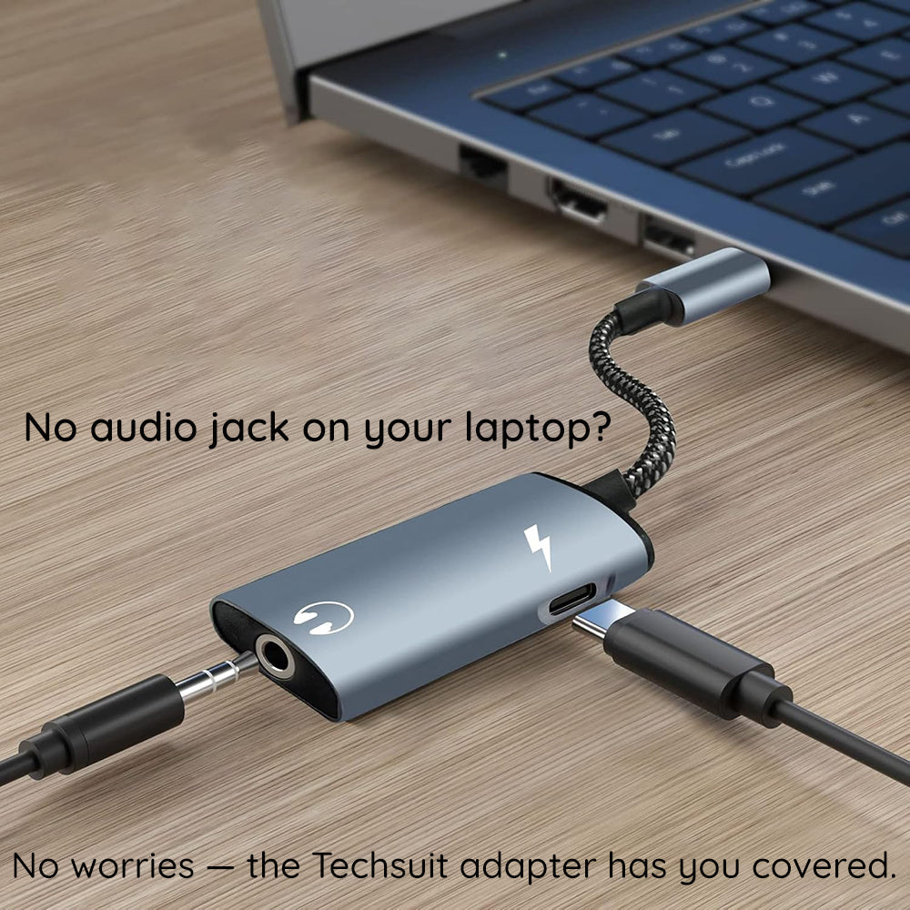 USB-C lydadapter - USB-C / 3.5mm Techsuit AC22 AcustiCore, Grå