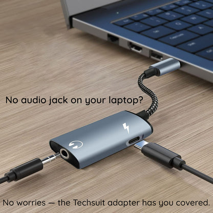 USB-C lydadapter - USB-C / 3.5mm Techsuit AC22 AcustiCore, Grå