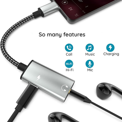 USB-C lydadapter - USB-C / 3.5mm Techsuit AC22 AcustiCore, Grå