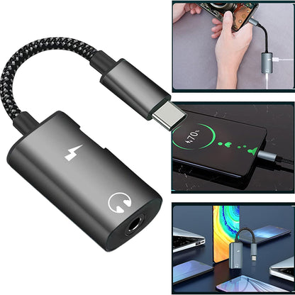 USB-C lydadapter - USB-C / 3.5mm Techsuit AC22 AcustiCore, Grå