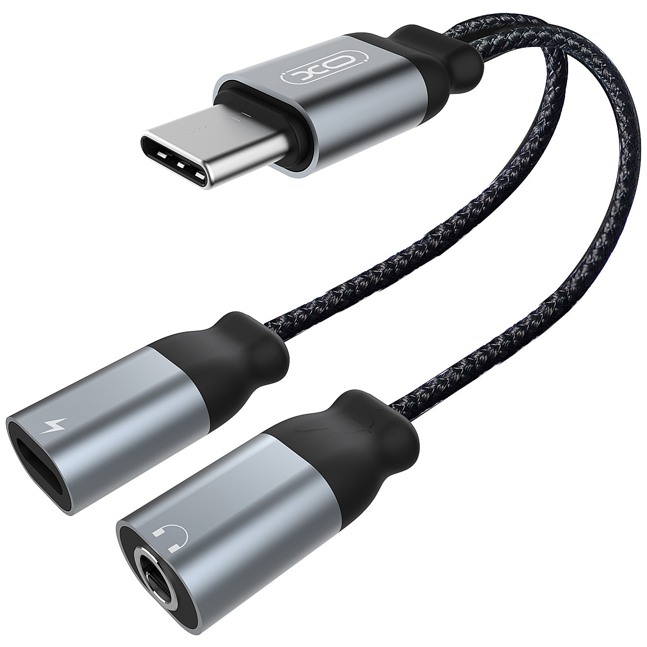 Audioadapter USB-C - USB-C / 3.5mm XO Design NBR160B, Svart