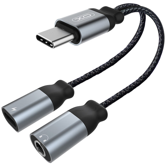 Audioadapter USB-C - USB-C / 3.5mm XO Design NBR160B, Svart