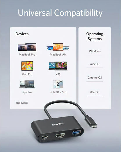 Audio- og videoadapter USB-C - USB-C / HDMI / USB-A Anker PowerExpand, Svart A8339HA1