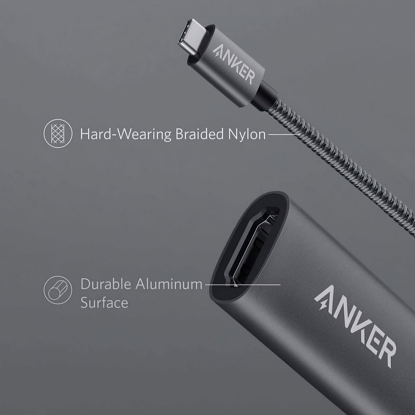 Audio- og videoadapter USB-C - HDMI Anker PowerExpand+, Grå A83120A1