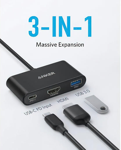 Audio- og videoadapter USB-C - USB-C / HDMI / USB-A Anker PowerExpand, Svart A8339HA1