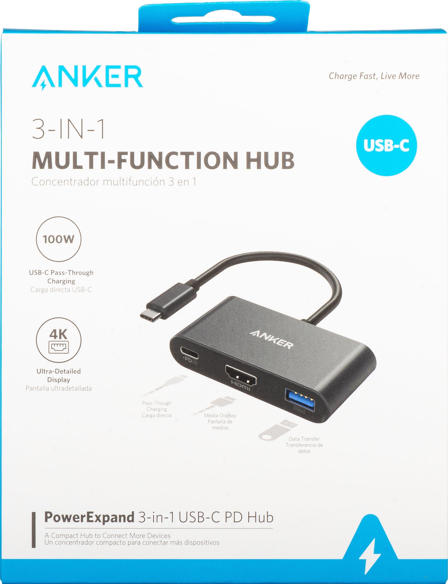 Audio- og videoadapter USB-C - USB-C / HDMI / USB-A Anker PowerExpand, Svart A8339HA1