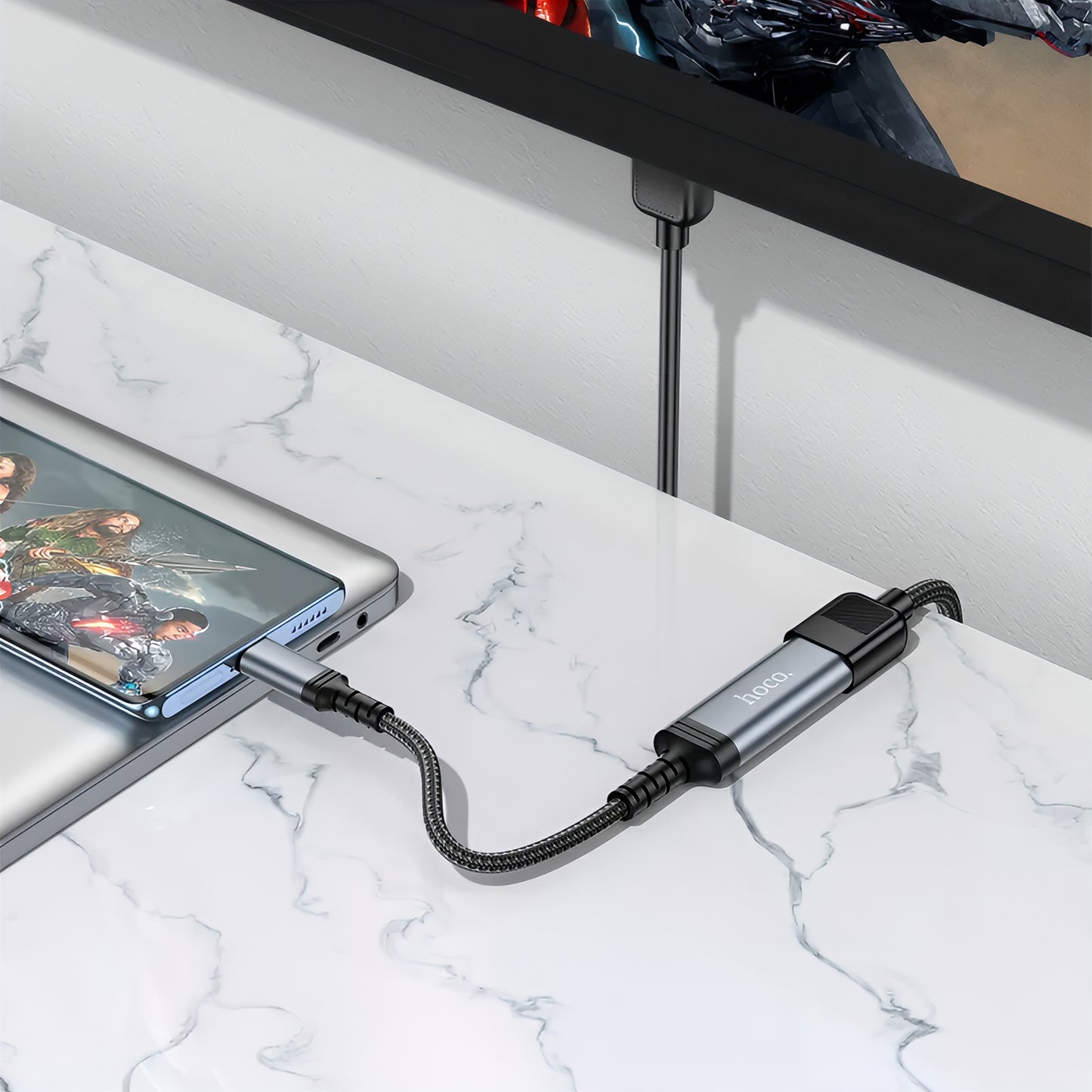 Audio- og videoadapter USB-C - HDMI HOCO UA43A, Grå