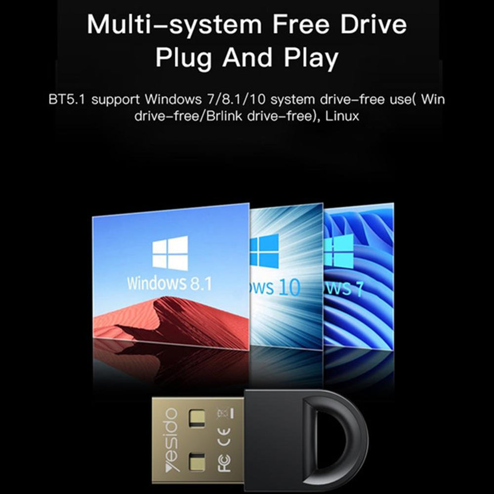 Bluetooth USB-adapter Yesido YAU34, Svart