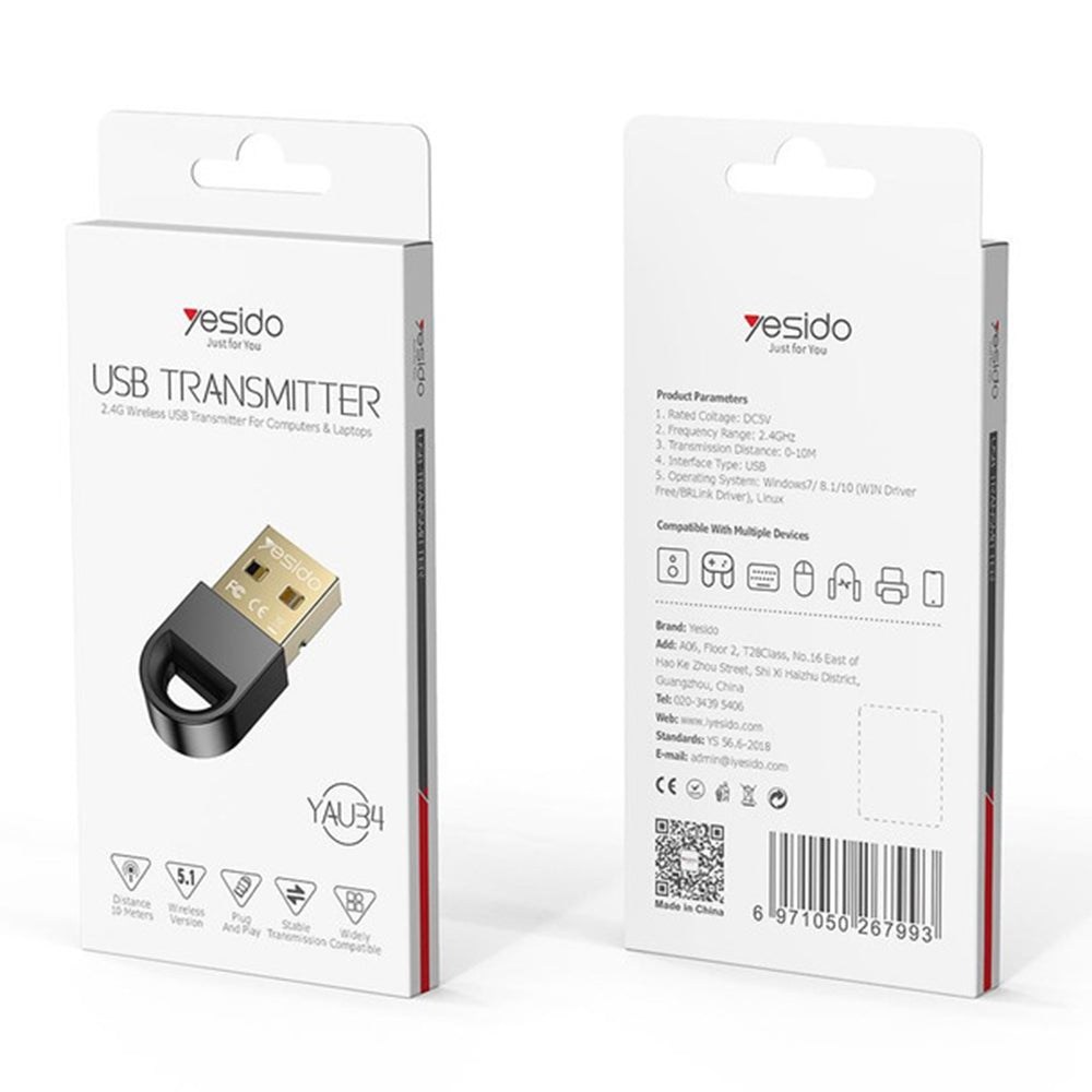 Bluetooth USB-adapter Yesido YAU34, Svart