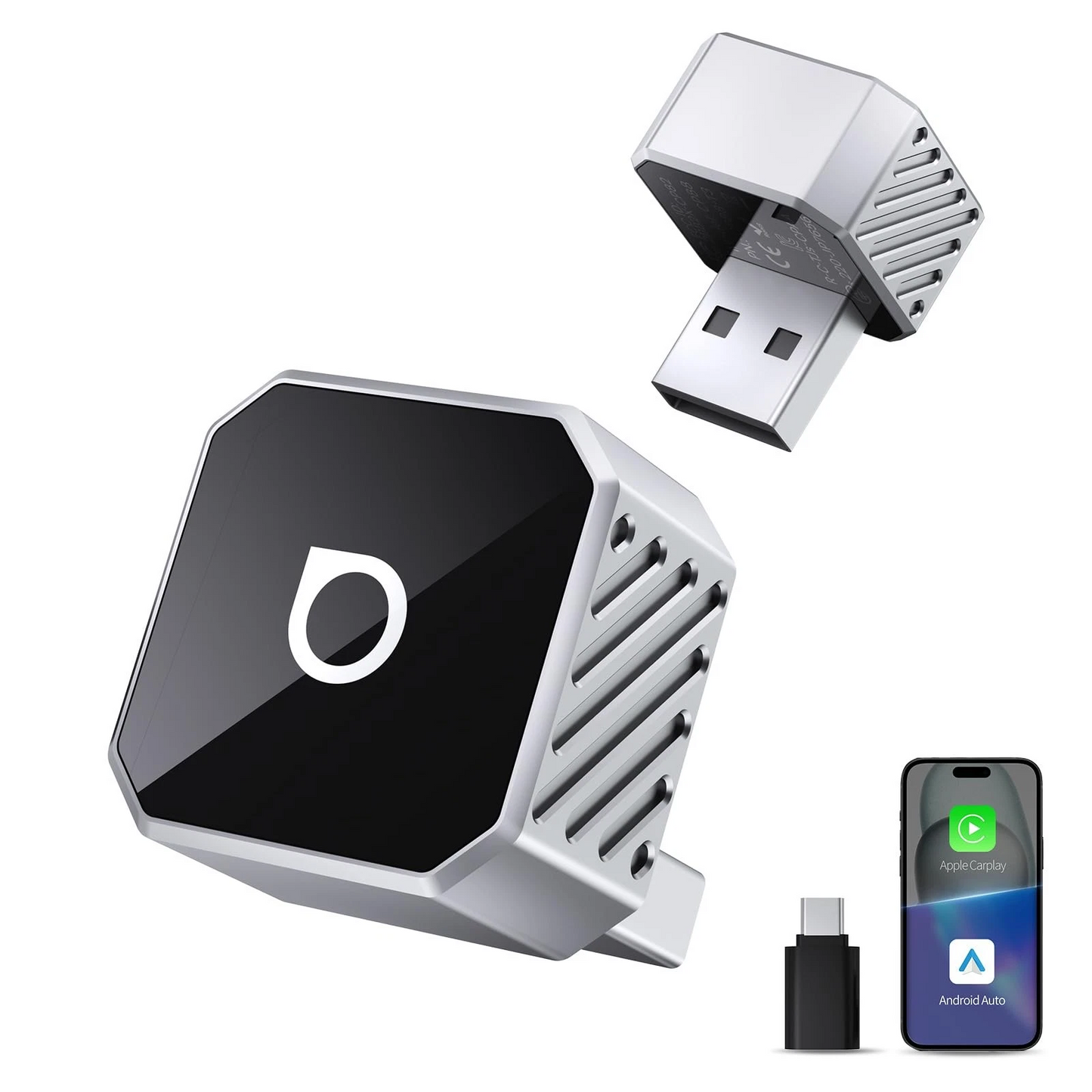 Trådløs Carplay / Android Auto-adapter Ottocast Mini Cube Style C for Apple iPhone / Android-serien CP88-T3