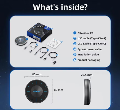 Trådløs Carplay / Android Auto-adapter Ottocast OttoAibox P3 for Apple iPhone / Android Series PCS46