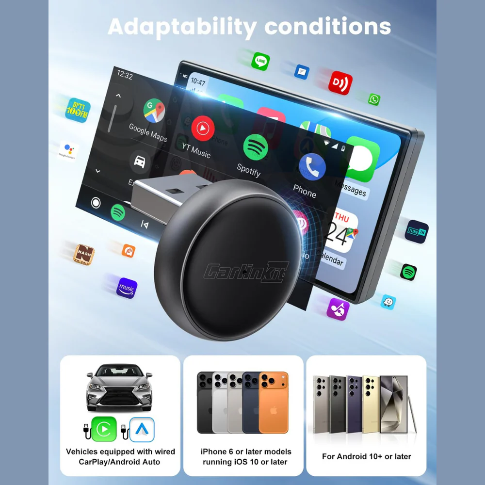 Carplay / Android Auto trådløs adapter Carlinkit Mini Ultra3 for Apple iPhone / Android-serien