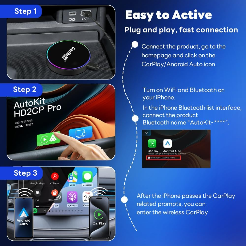 Carplay / Android Auto trådløs adapter Carlinkit HD2CP Pro for Apple iPhone / Android-serien