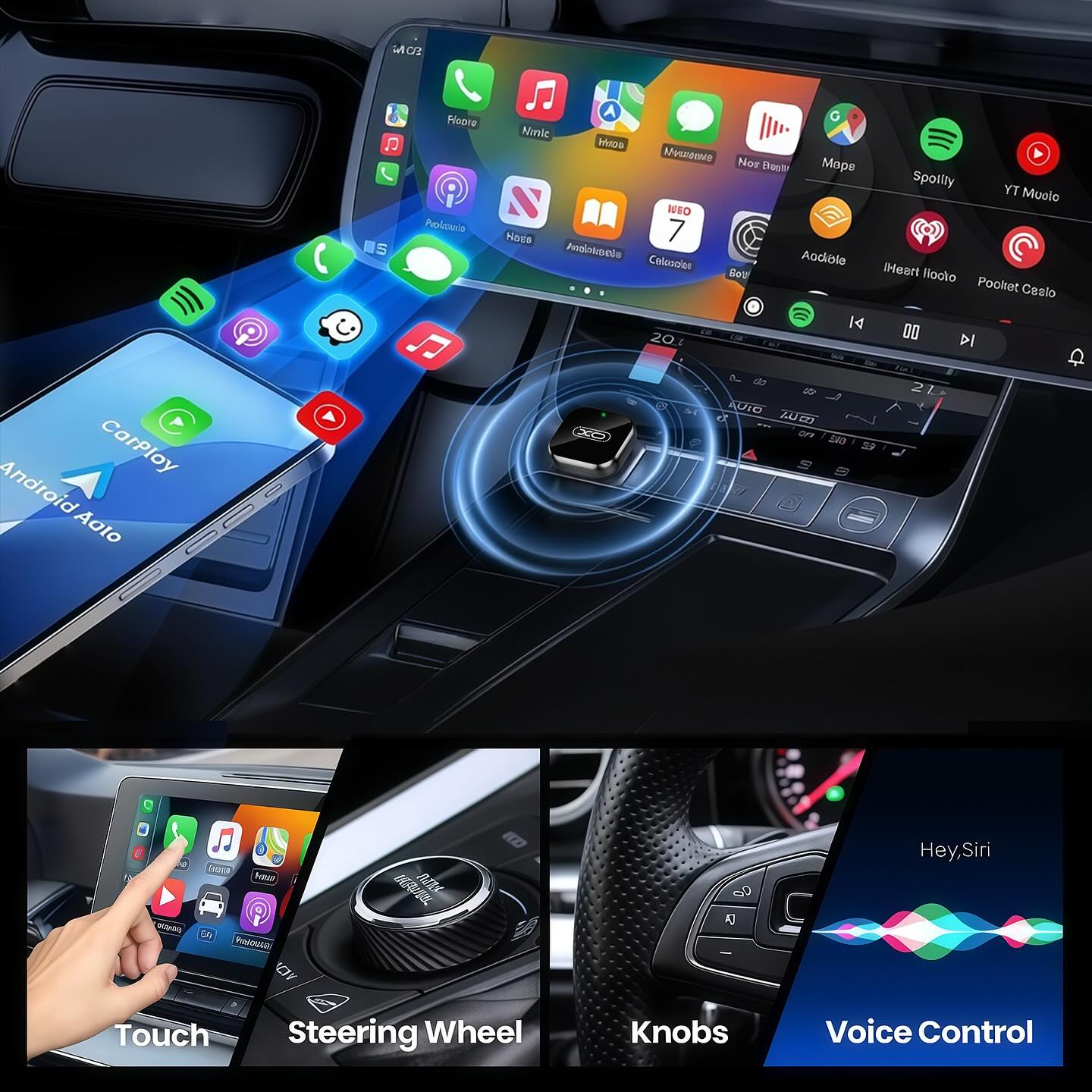 Carplay / Android Auto trådløs adapter XO Design CZ026 mini for Apple iPhone / Android-serien