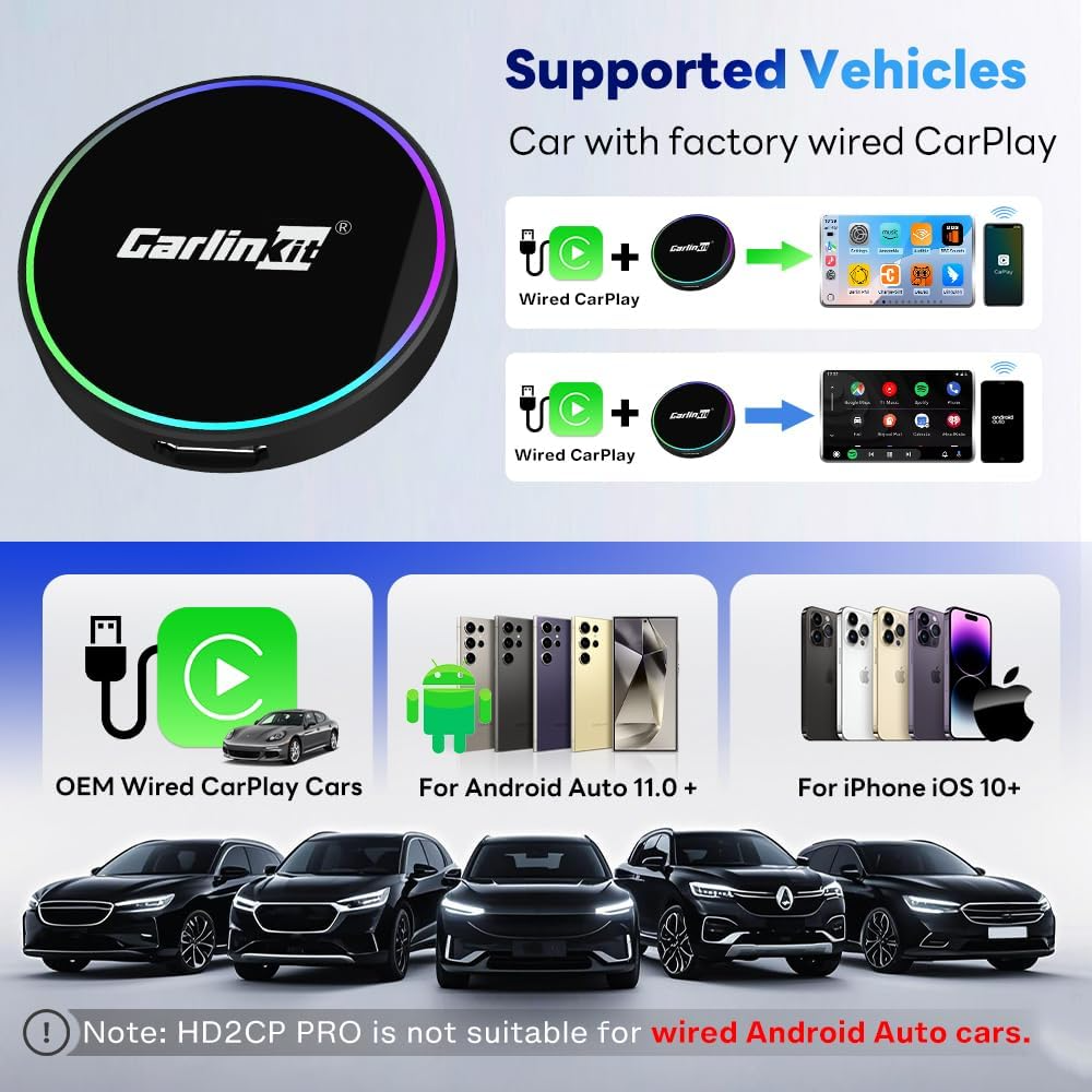 Carplay / Android Auto trådløs adapter Carlinkit HD2CP Pro for Apple iPhone / Android-serien