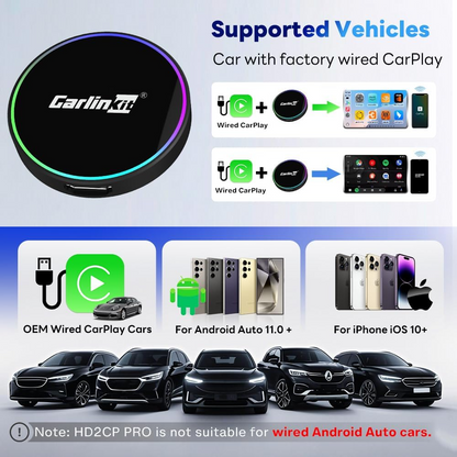 Carplay / Android Auto trådløs adapter Carlinkit HD2CP Pro for Apple iPhone / Android-serien