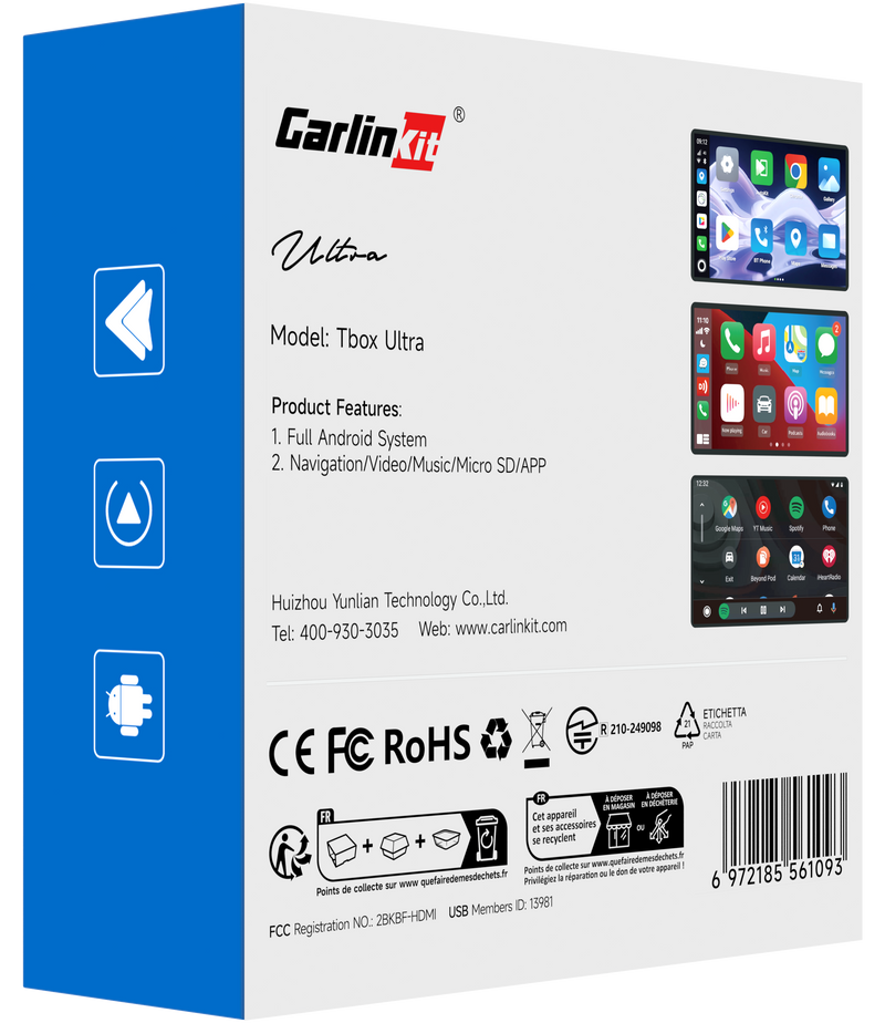 Carplay / Android Auto trådløs adapter Carlinkit TBox Ultra 2 for Apple iPhone / Android-serien, 8GB RAM / 128GB
