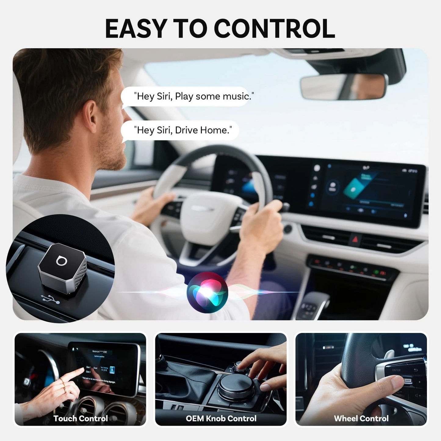 Trådløs Carplay / Android Auto-adapter Ottocast Mini Cube Style C for Apple iPhone / Android-serien CP88-T3