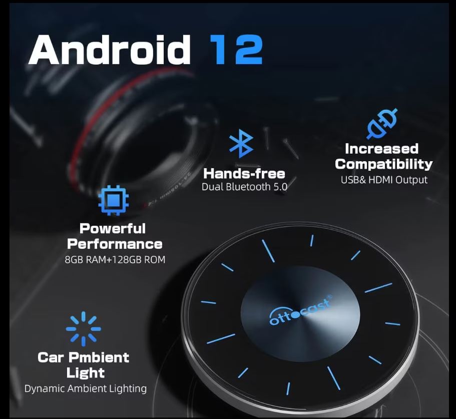 Trådløs Carplay / Android Auto-adapter Ottocast OttoAibox P3 for Apple iPhone / Android Series PCS46