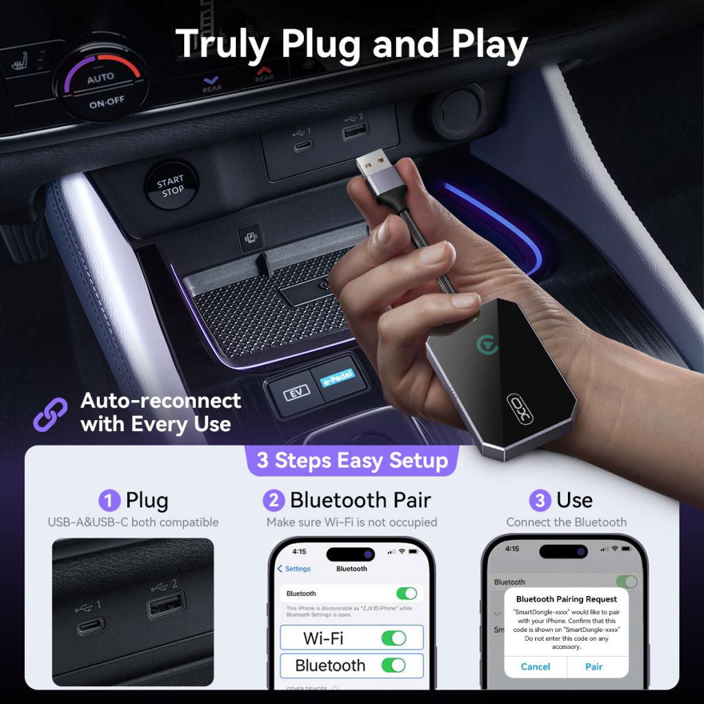 Trådløs Carplay-adapter XO Design CZ016 for Apple iPhone-serien