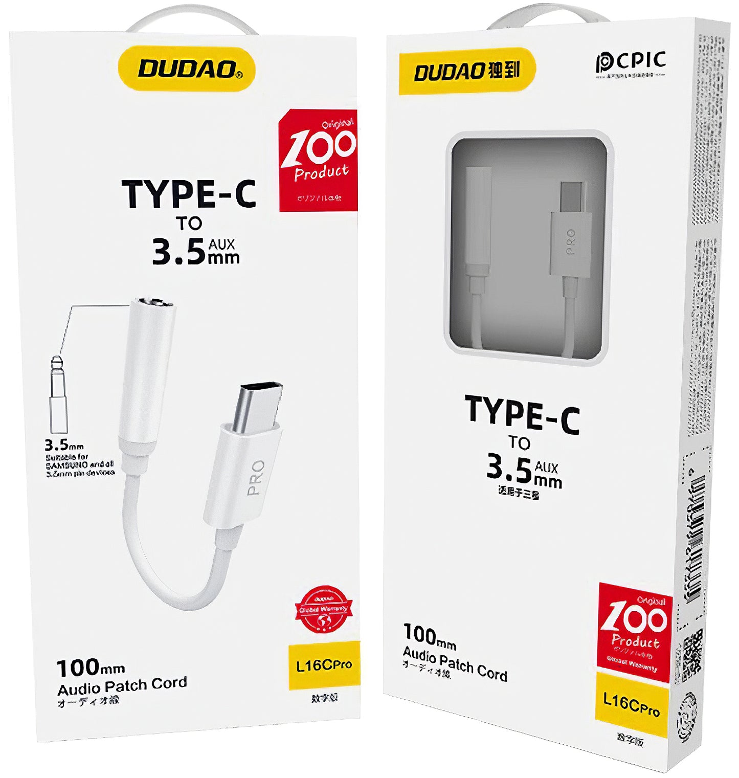 USB-C - 3,5 mm lydadapter Dudao L16CPro, hvit