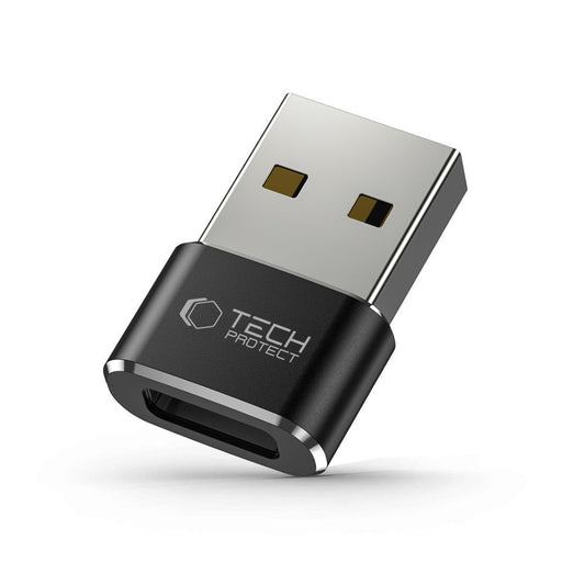 Adapter for Data og Lading USB-C - USB-A Tech-Protect Ultraboost, Svart