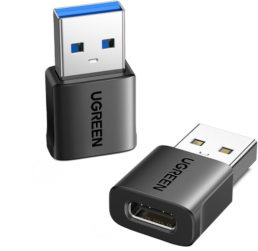 USB-C til USB-A data- og ladeadapter UGREEN US701 (45275), sett med 2 stk, svart