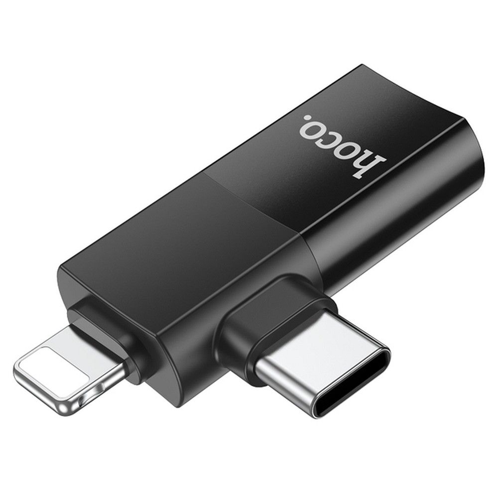 OTG-adapter USB-C / Lightning - USB-A HOCO UA17, Svart