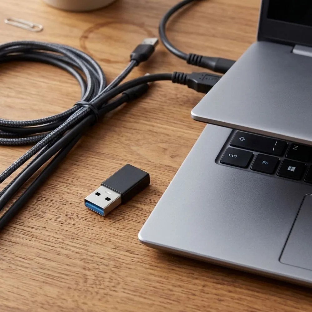 USB-C til USB-A Data- og Ladeadapter Blue Star, Svart