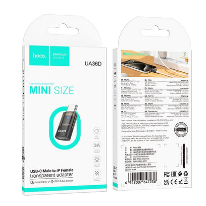 Adapter for Data og Lading Lightning - USB-C HOCO UA36D, Svart