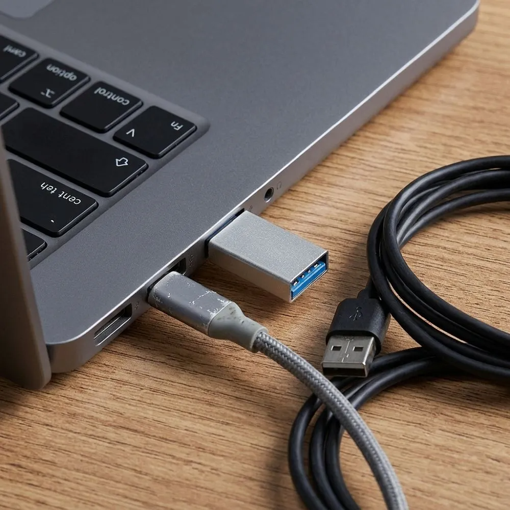 USB-C til USB-A data- og ladeadapter Blue Star, hvit