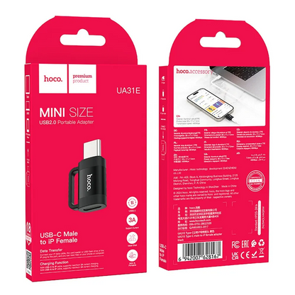 Lightning - USB-C Data og Ladeadapter HOCO UA31E, Svart