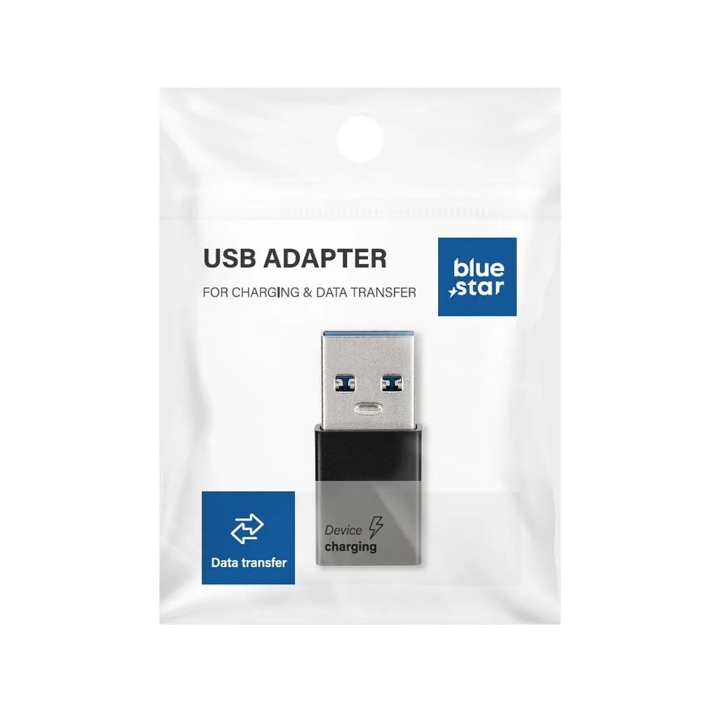 USB-C til USB-A Data- og Ladeadapter Blue Star, Svart