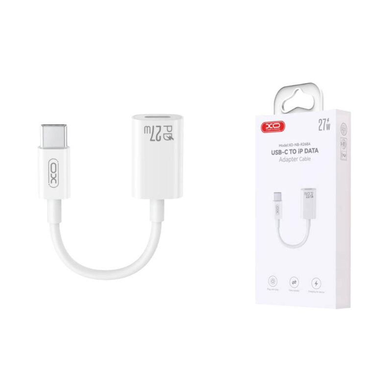 Adapter for Data og Lading USB-C - Lightning XO Design NB-R268A, Hvit