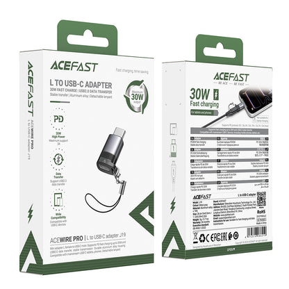 Adapter for Data og Lading Lightning - USB-C Acefast J19, Grå