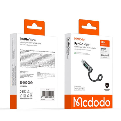 Adapter for Data og Lading Lightning - USB-C McDodo OT-0180 Pigeon Display, Svart