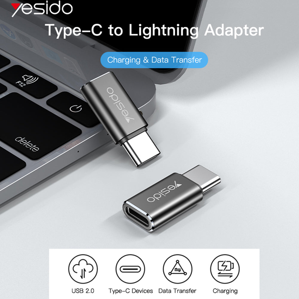 Adapter for Data og Lading Lightning - USB-C Yesido GS22, Grå