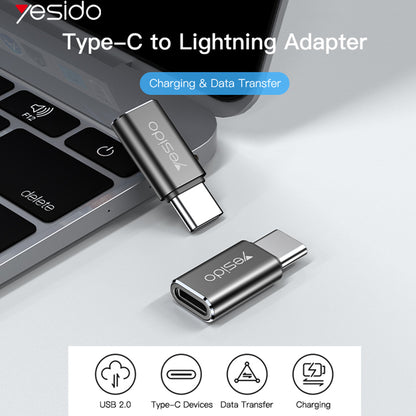 Adapter for Data og Lading Lightning - USB-C Yesido GS22, Grå