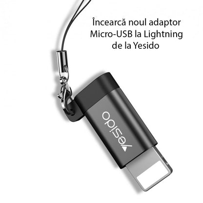 Adapter for Data and Charging microUSB - Lightning Yesido GS05, Svart