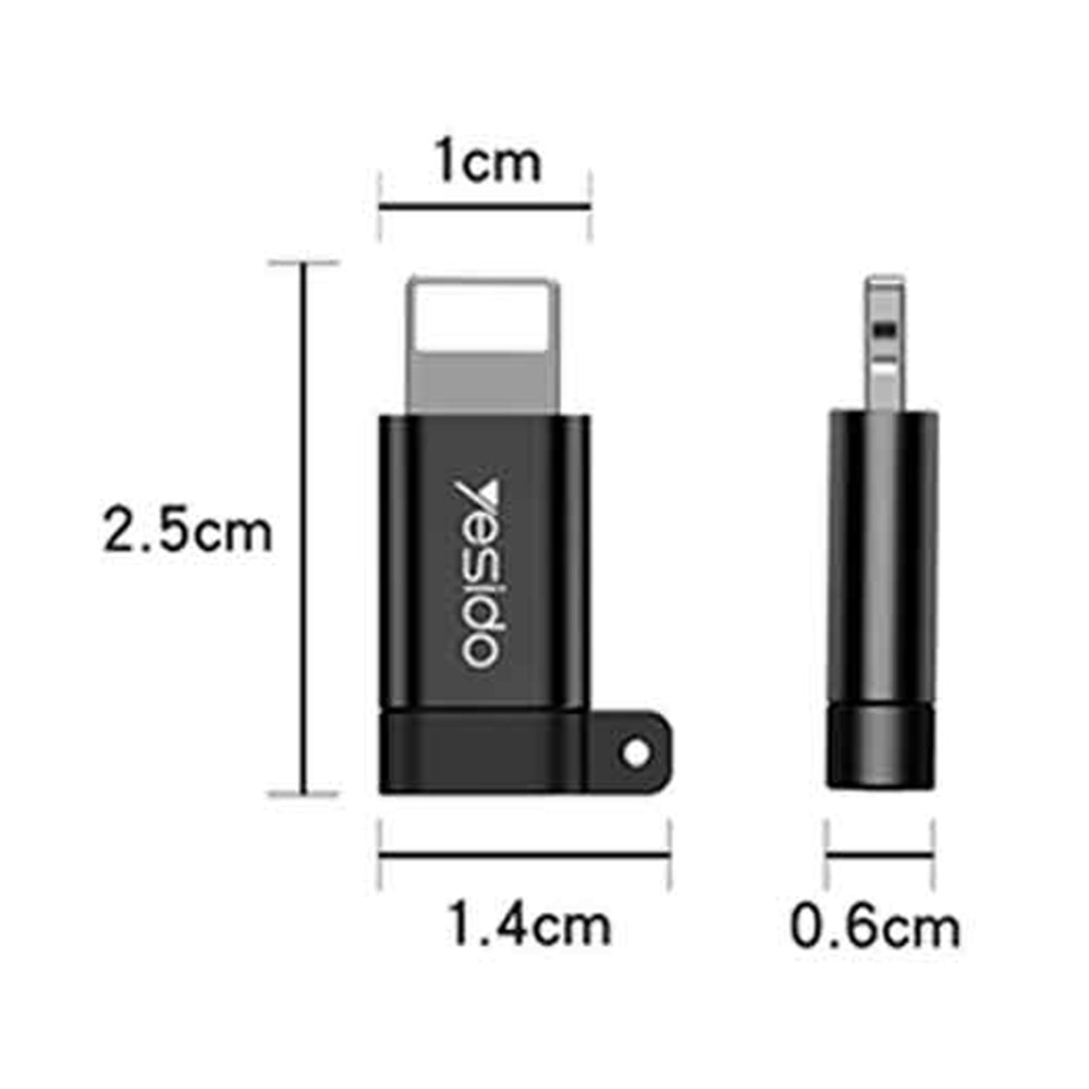 Adapter for Data and Charging microUSB - Lightning Yesido GS05, Svart