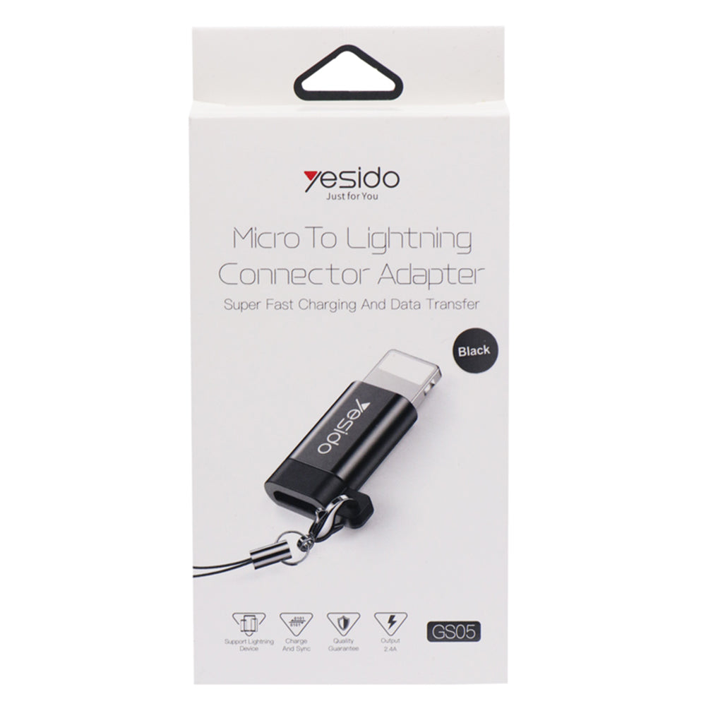 Adapter for Data and Charging microUSB - Lightning Yesido GS05, Svart