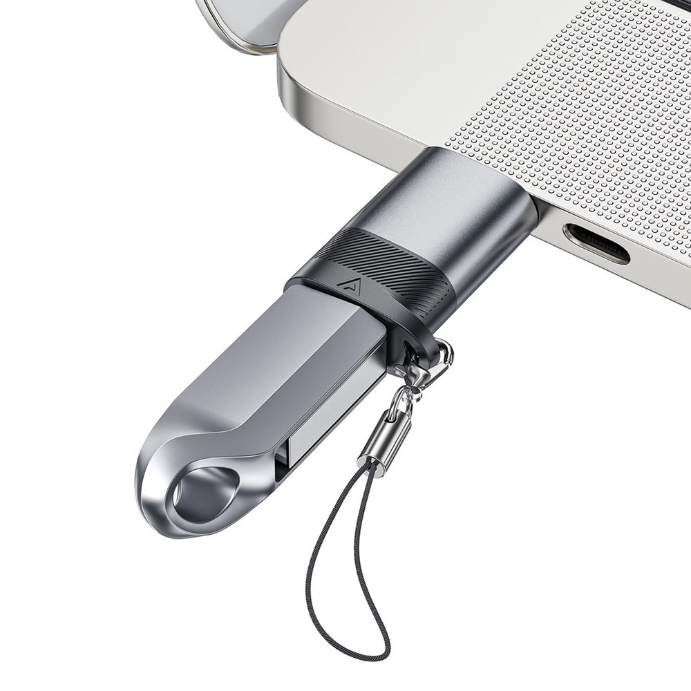 USB-C - USB-A Acefast J8 data- og ladeadapter, Grå