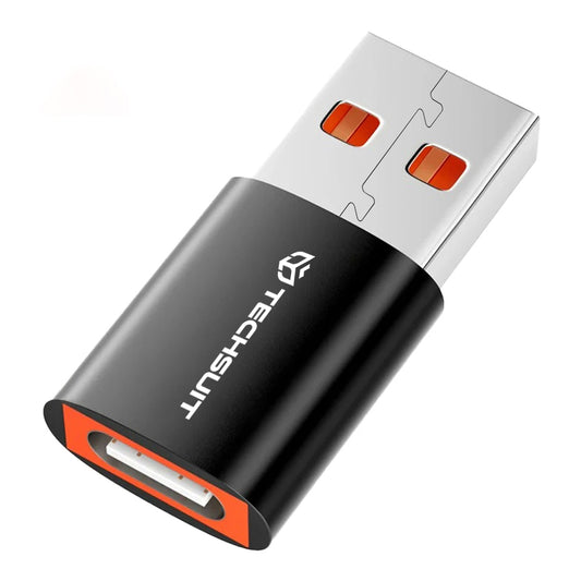 USB-C - USB-A Data- og Ladeadapter Techsuit A5 HyperPort, Svart Oransje